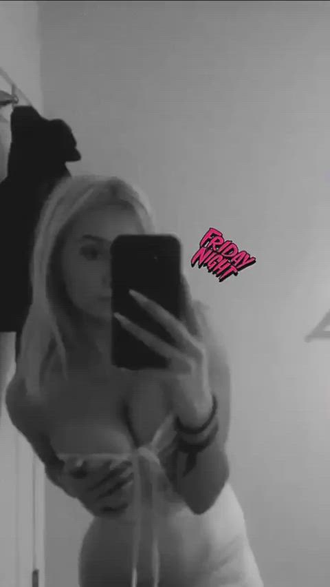 big tits blonde selfie gif