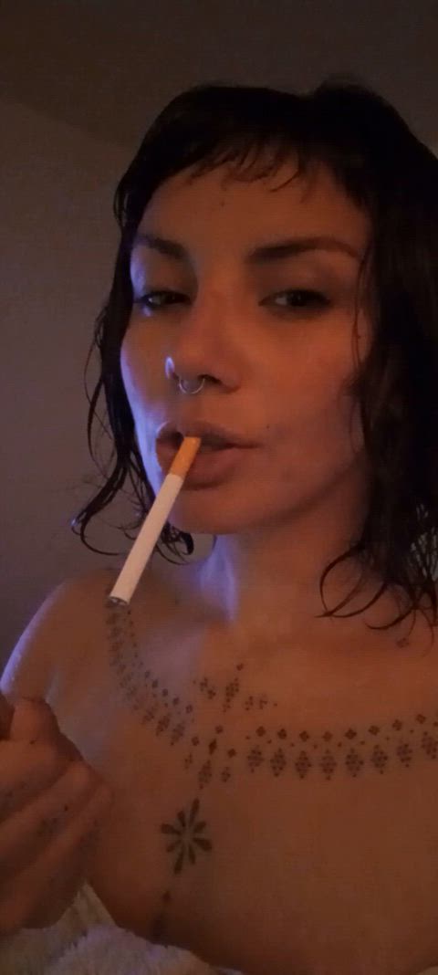 A goddess fresh out of the shower, creamed and smoking 