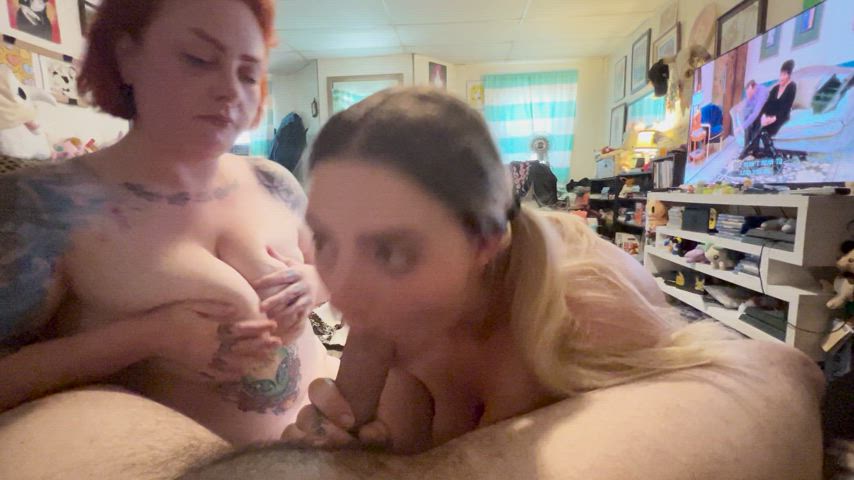 bwc big tits blowbang blowjob double blowjob emo onlyfans pawg thick threesome gif