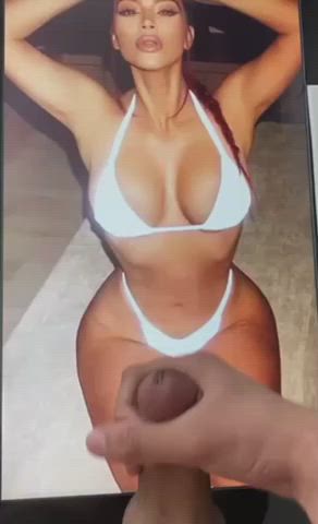 Cumshot Kim Kardashian Tits Tribute gif