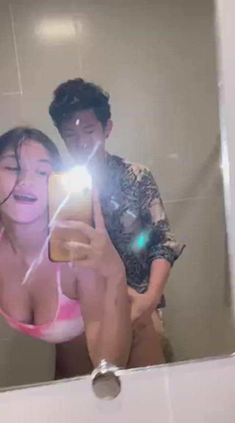 amateur asian bathroom big tits bouncing tits plowcam standing doggy titty drop r/asiansgonewild