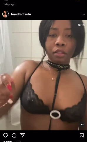 Bathtub Ebony Pussy Rubbing Shaved Pussy Shower Thick Tits Wet Wet Pussy gif