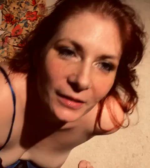 Sexy milf redhead takes cum on her face and in her mouth!