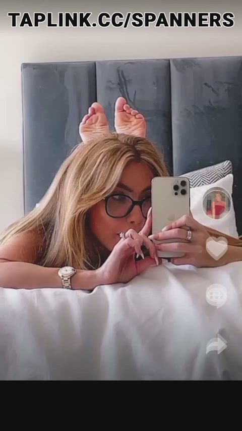 big ass blonde glasses mirror selfie solo gif