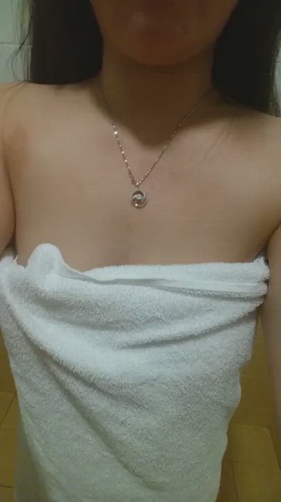 Asian Boobs Camgirl Nipples Nude Skinny Tease Teasing Tiny Towel Webcam gif