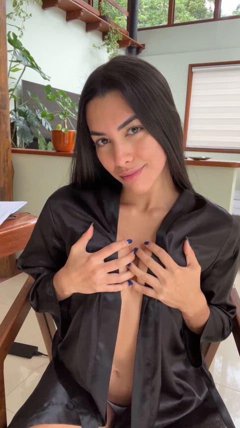 latina natural tits onlyfans robe small tits tease teasing tits gif