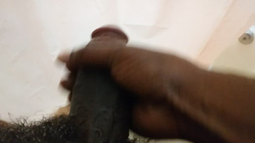 BBC Big Dick Ebony Masturbating Shower Thick Cock gif