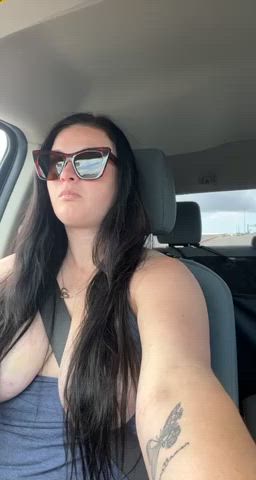 Love driving with my tits out