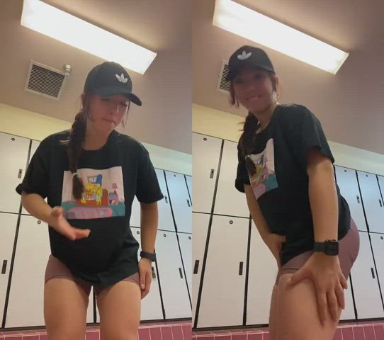 Asian Ass Booty Brunette Gym Public Shorts Thick TikTok gif