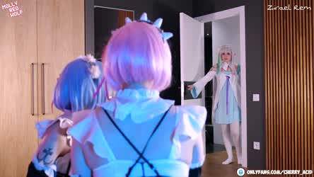 RE:Zero Rem &amp; Ram Invite Emilia for Lesbian Threesome