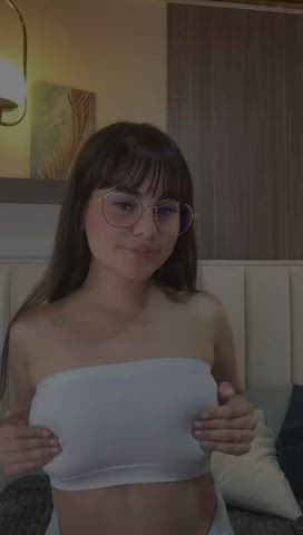 18 years old big tits natural tits nipples petite student teen gif