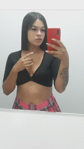 Bathroom Big Ass CamSoda Nipple Play Nipples Schoolgirl Skirt Tattoo Tits gif