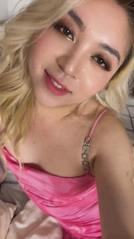 asian blonde chinese clothed dirty talk seduction small tits solo tongue fetish gif
