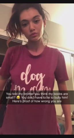 She had to prove to her brothers bully that her tits aren’t small