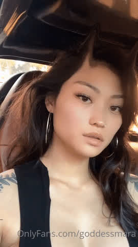 Asian Cleavage Tease gif
