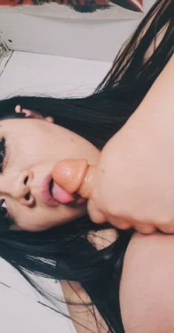 bbw blowjob dildo goth tongue fetish gif