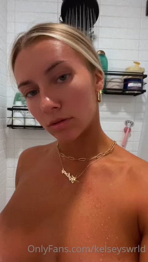 big ass big tits blonde naked onlyfans shower solo tanlines wet gif