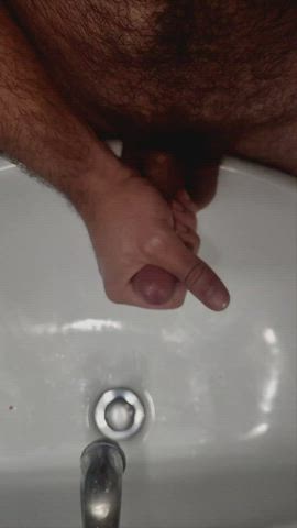 bathroom big dick cumshot male masturbation gif