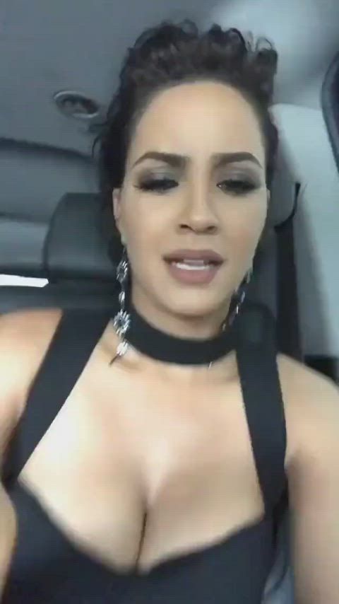 cleavage dress lightskinned gif