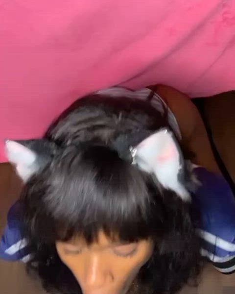 ass catgirl deepthroat drool drooling ebony onlyfans pov spit r/catgirls gif