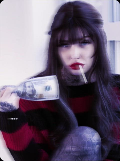 mistressmercyrage money smoking mean-girls pale-girls suicide-girls gif