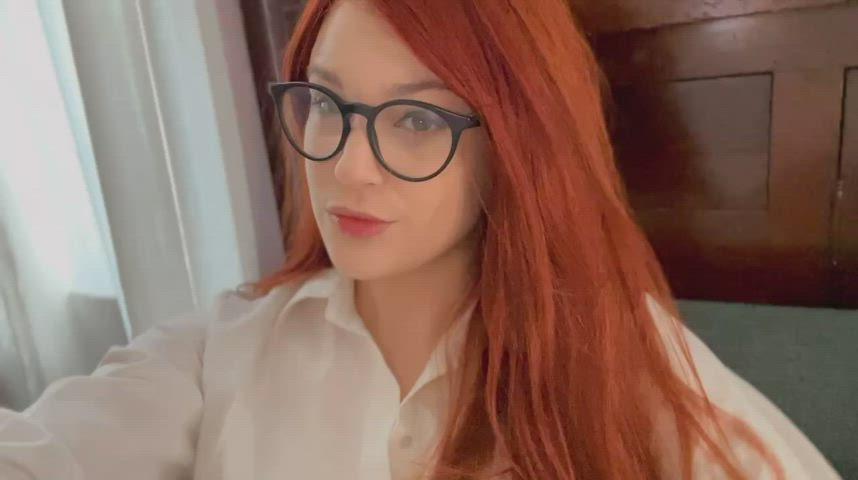 glasses long hair pussy redhead gif