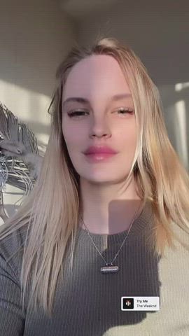 bite blonde lips gif