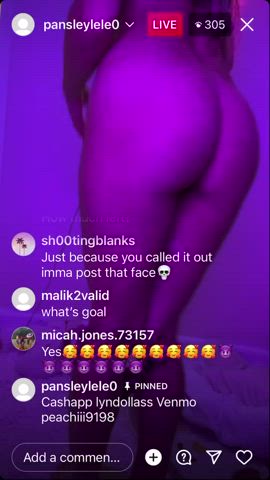 Pansleylele0 Putting her butt plug in and making her ass clap on Instagram Live