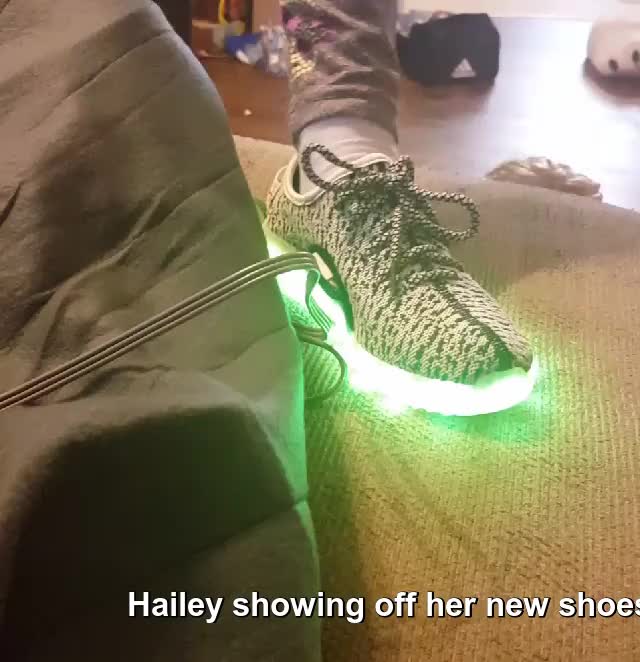 Hailey showing off her new shoes