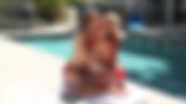 lesbian Kissing at the pool red bikini