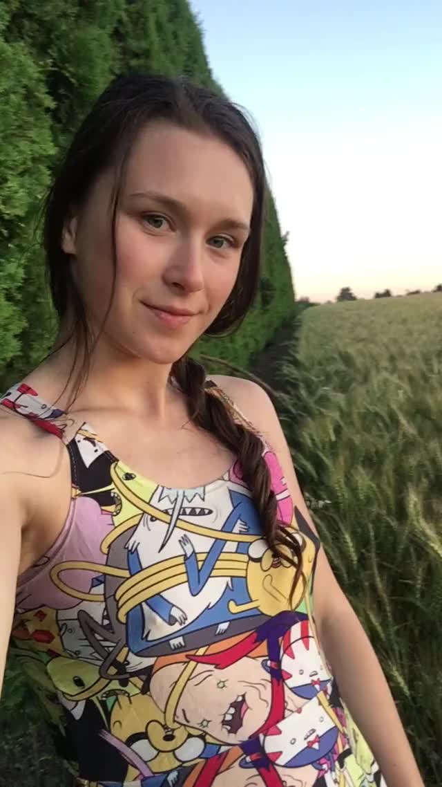 Flashing on a walk by my house at sunset ? are you enjoying the view? [GIF]
