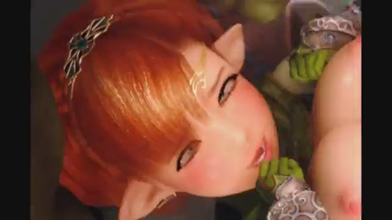 3D Elf getting dicked down by goblins