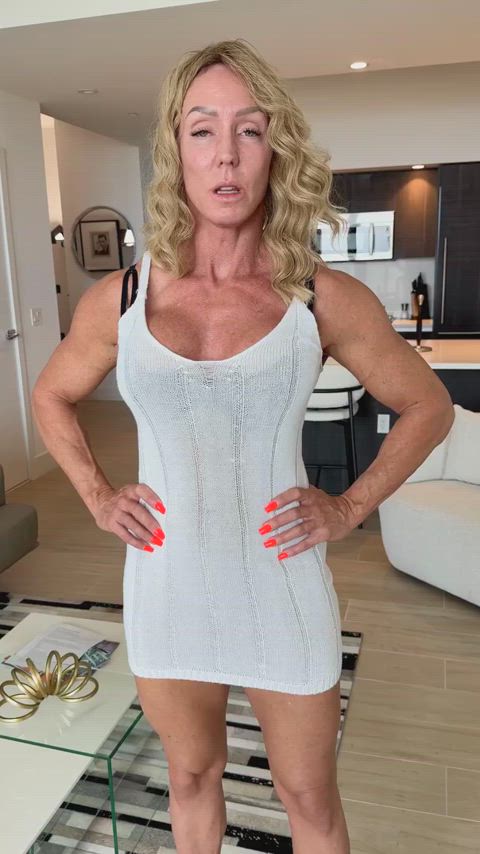 bdsm domination femdom fitwifejewels jewels milf muscular milf submissive gif