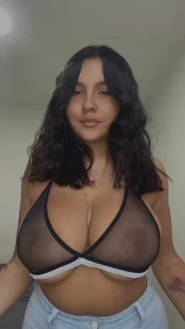 big tits boobs bouncing bouncing tits fishnet huge tits milf gif