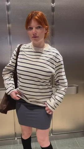 big tits clothed long hair redhead tight gif