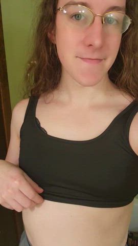 flashing small tits smile trans trans woman transgender gif