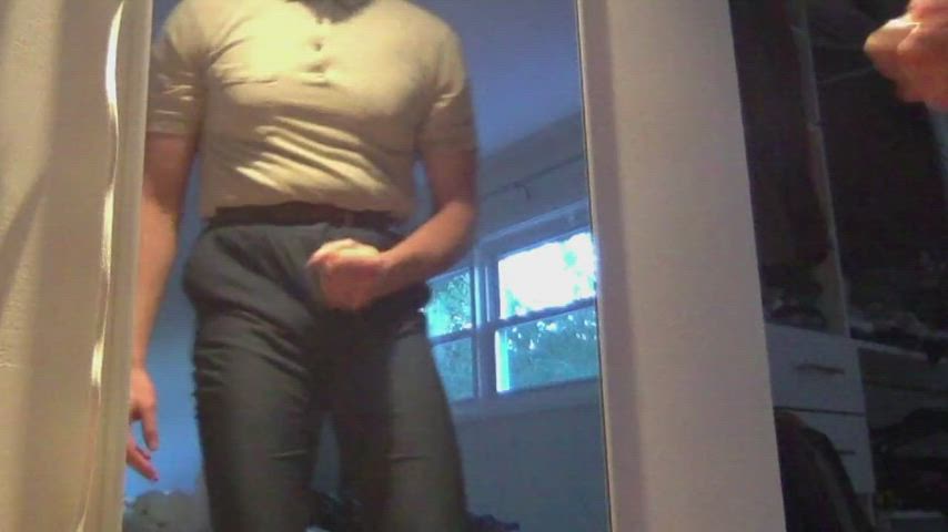 clothed cumshot male masturbation gif