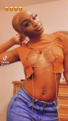 Braless Ebony Nipples Nipslip gif