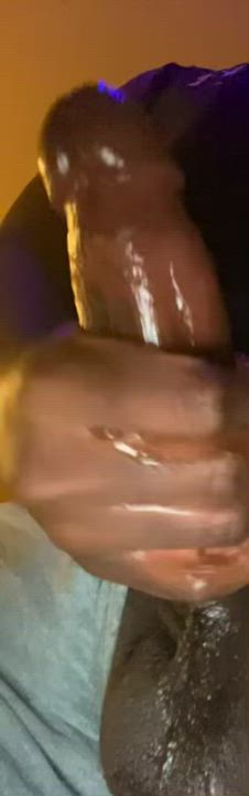 (19) Jerking my rock hard black dick