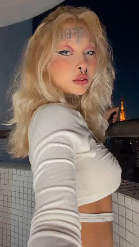 ass balcony beautiful blonde goth gif