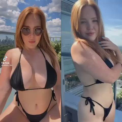 Big Tits Bikini Bouncing Tits Censored Redhead TikTok Titty Drop gif