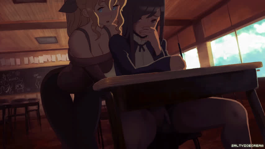 Animation Classroom Fingering Lesbian Schoolgirl gif