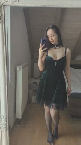 dress fishnet petite tease gif