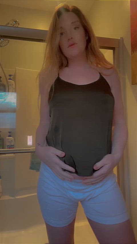 blonde boobs cute impregnate natural tits pregnant sexy shower tits belly gif