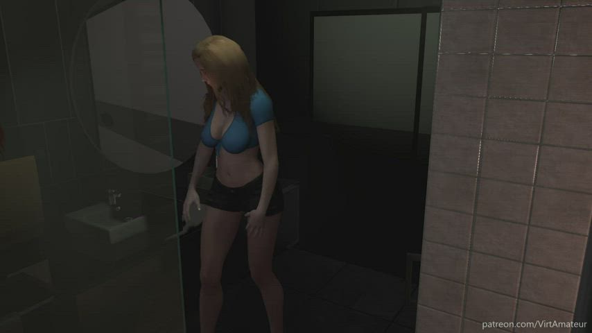 blonde handjob shower gif