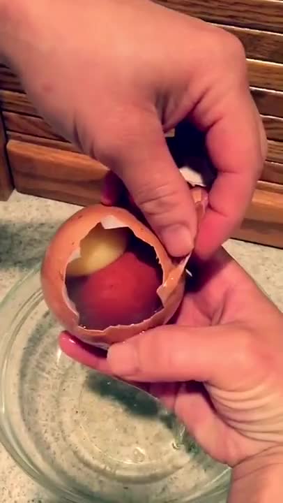 Chicken lays Egg inside Egg