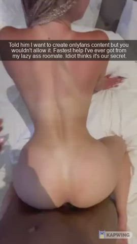 Lazy roommate baited into helping with "secret onlyfans page"