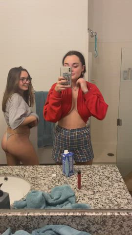 Showing Off With Her Friend