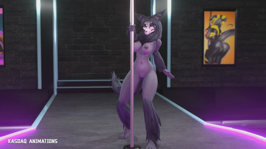 animation big tits dancing pole dance gif