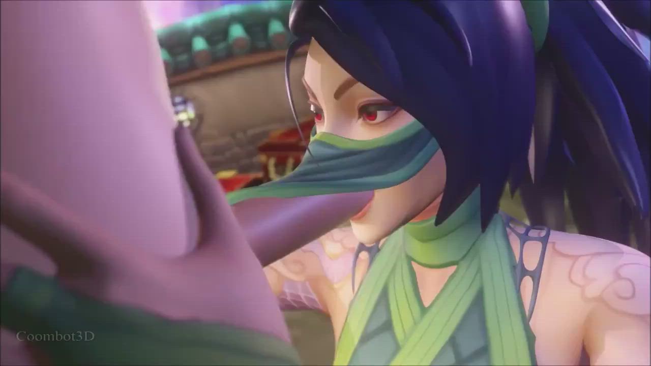 Classic Akali giving a blowjob (Coombot) [League of Legends]